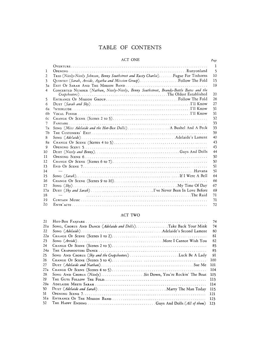 Guys and Dolls Vocal Score