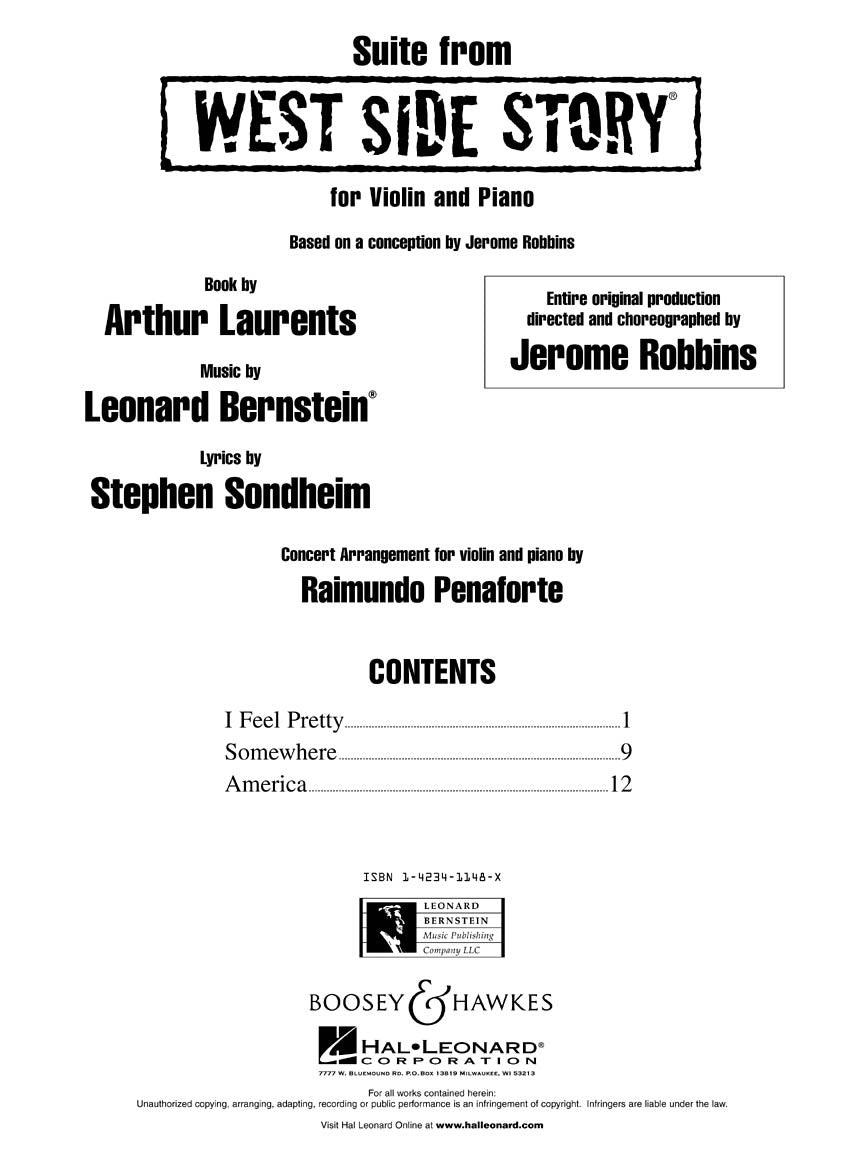 Bernstein West Side Story Suite for Violin and Piano