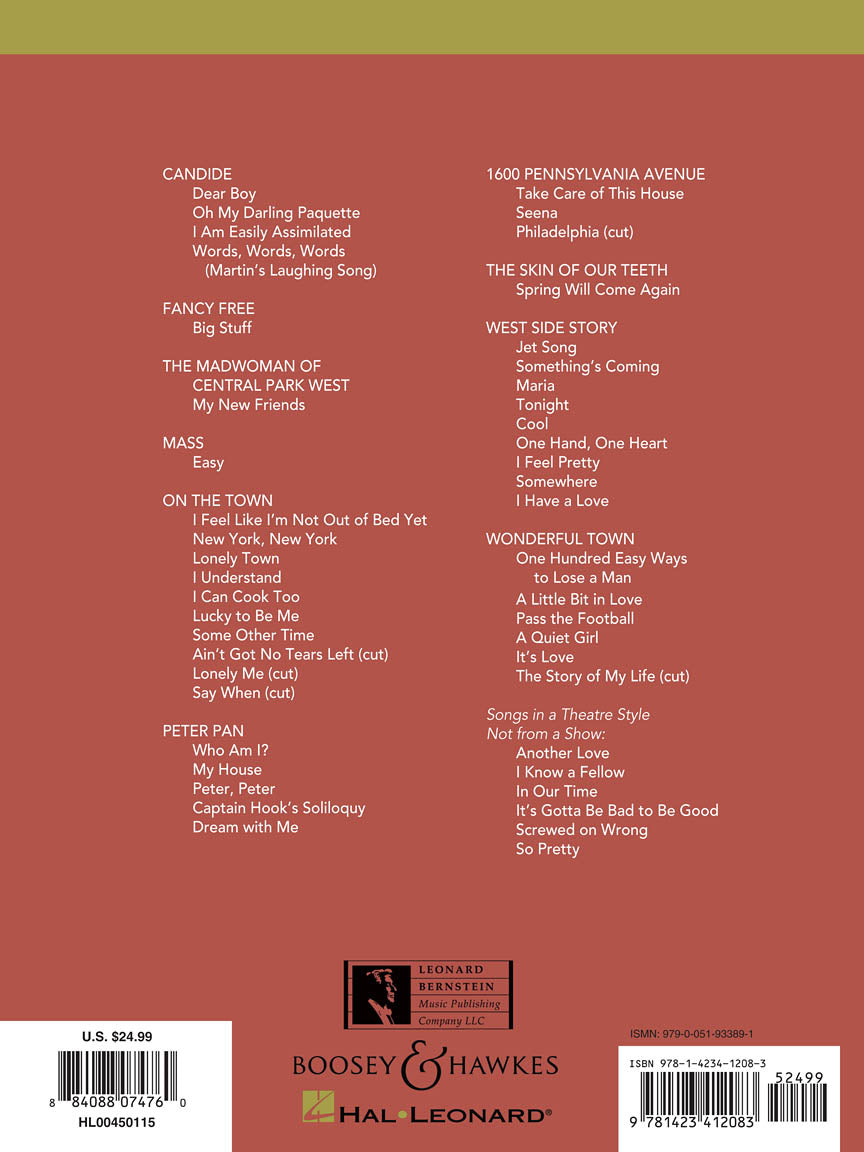 Bernstein Theatre Songs - Vocal Collection Medium/Low Voice
