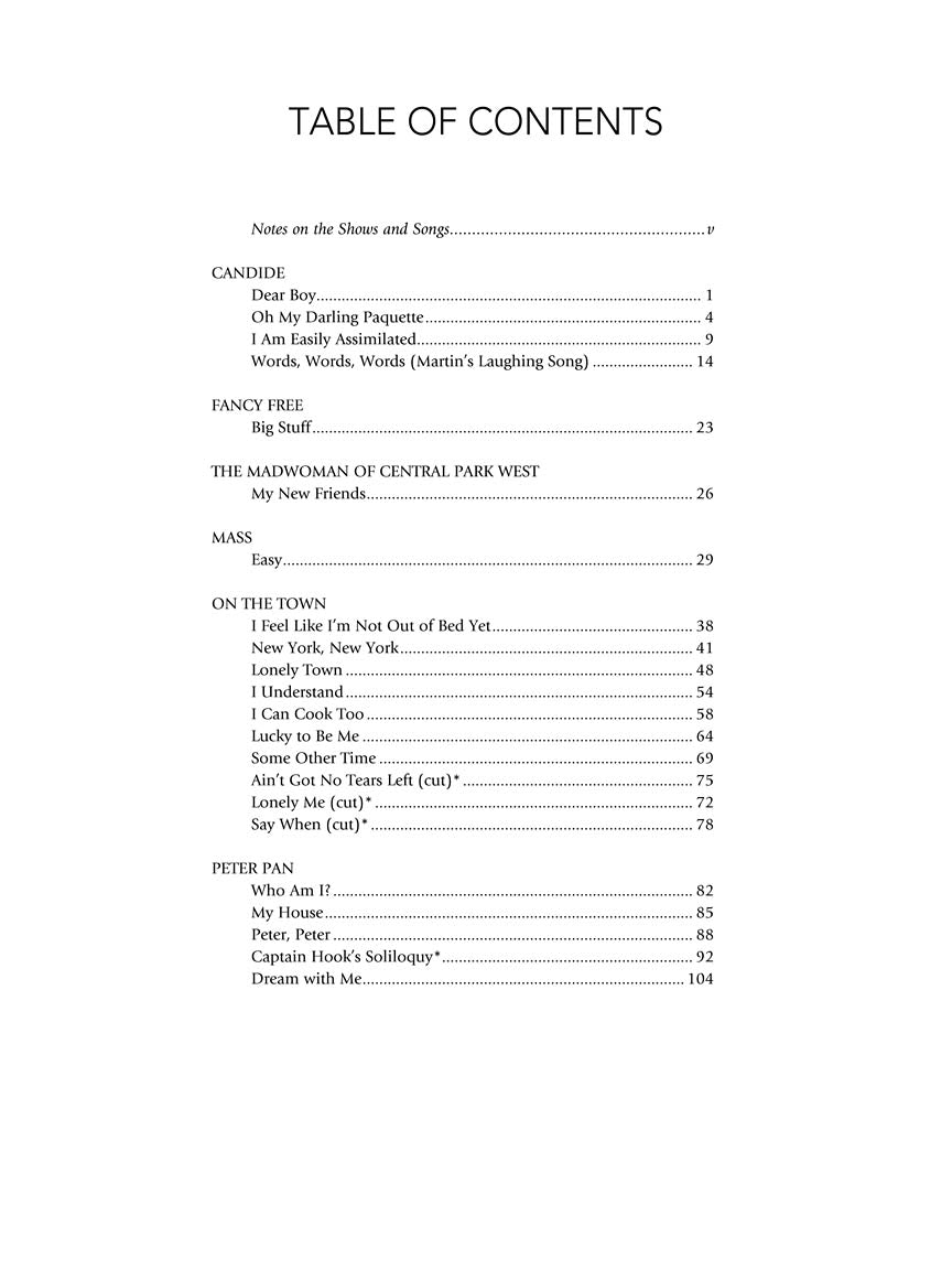 Bernstein Theatre Songs - Vocal Collection Medium/Low Voice