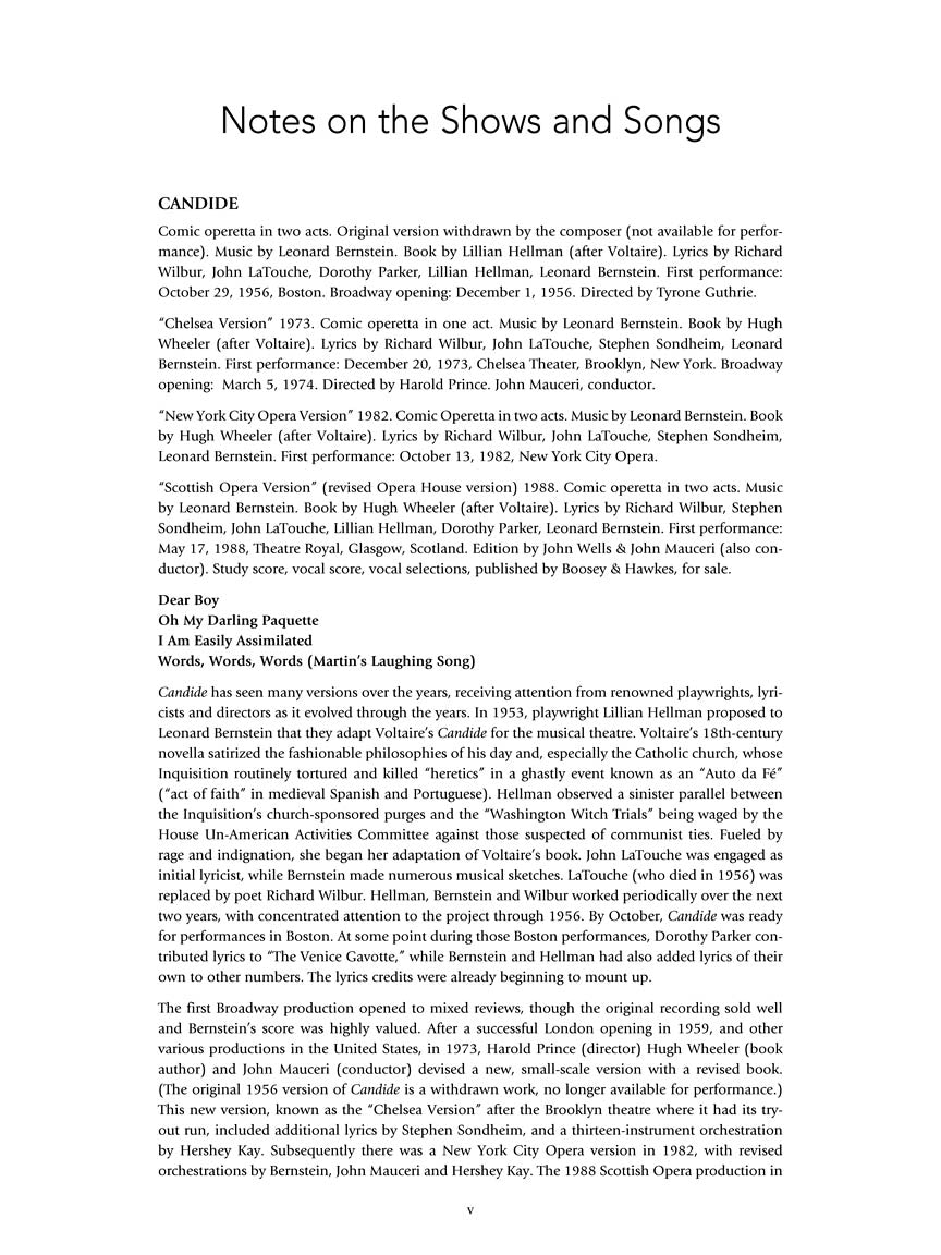 Bernstein Theatre Songs - Vocal Collection Medium/Low Voice