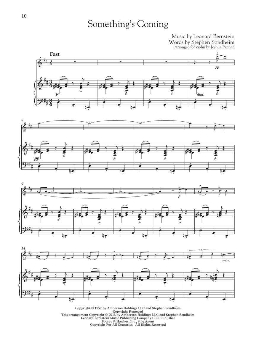 West Side Story Instrumental Solos Arranged for Violin and Piano