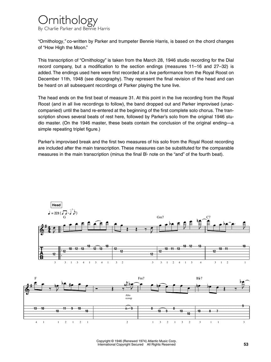 Parker, Charlie - for Guitar