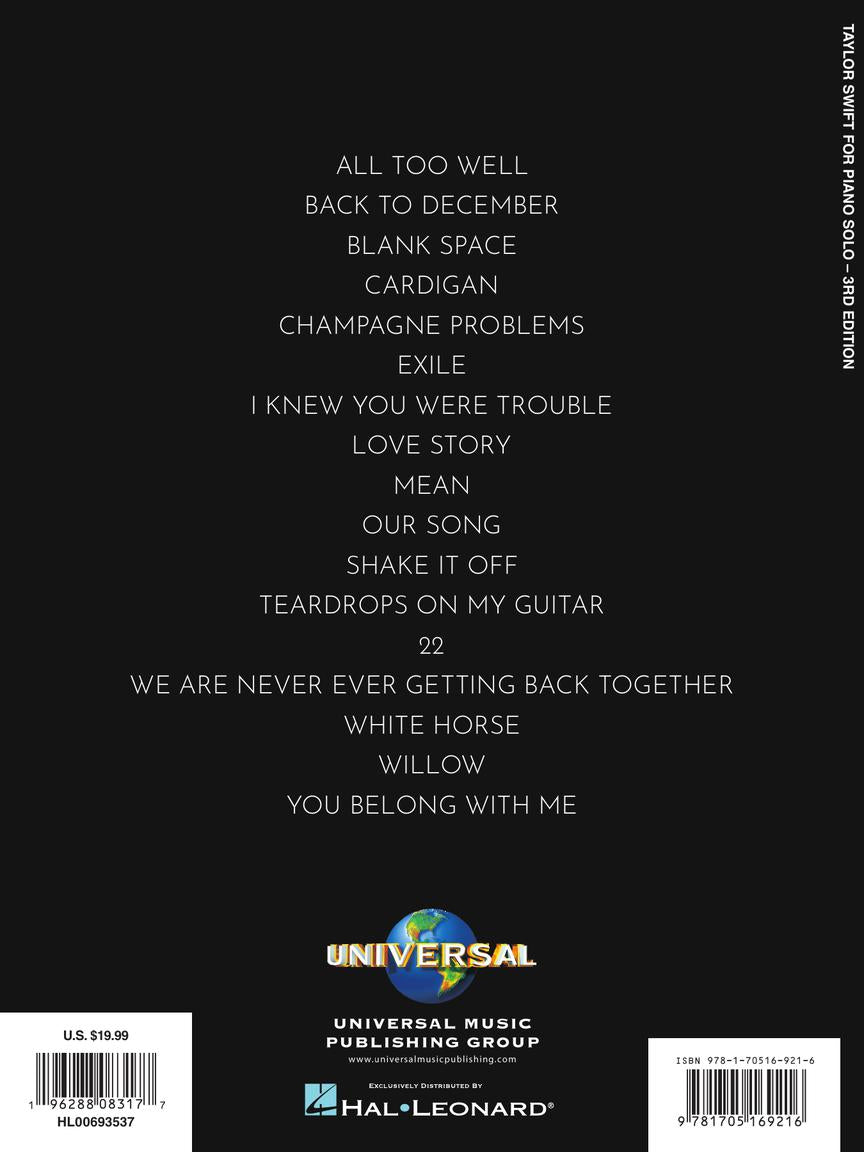 Taylor Swift for Piano Solo – 3rd Edition