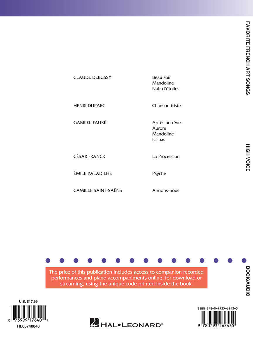 Favorite French Art Songs Volume 1 High Voice