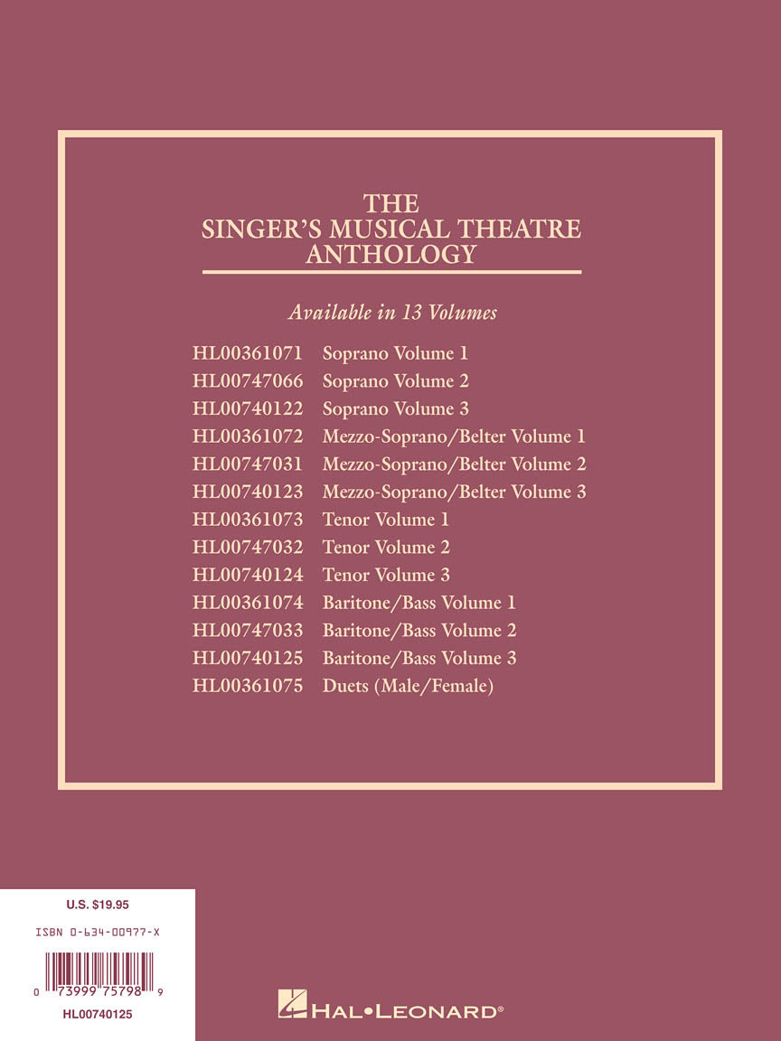 Singer's Musical Theatre Anthology - Volume 3 Baritone/Bass Book Only