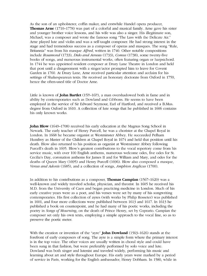 English Songs: Renaissance to Baroque High Voice