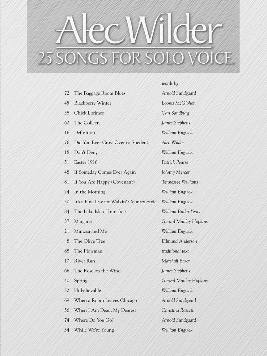 Wilder: Twenty-Five Songs for Solo Voice