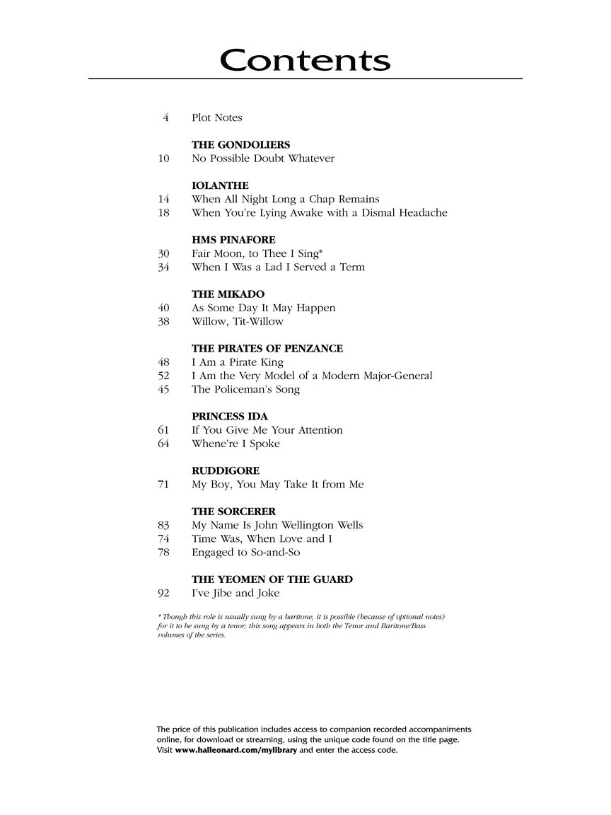 Gilbert & Sullivan for Singers Baritone/Bass The Vocal Library