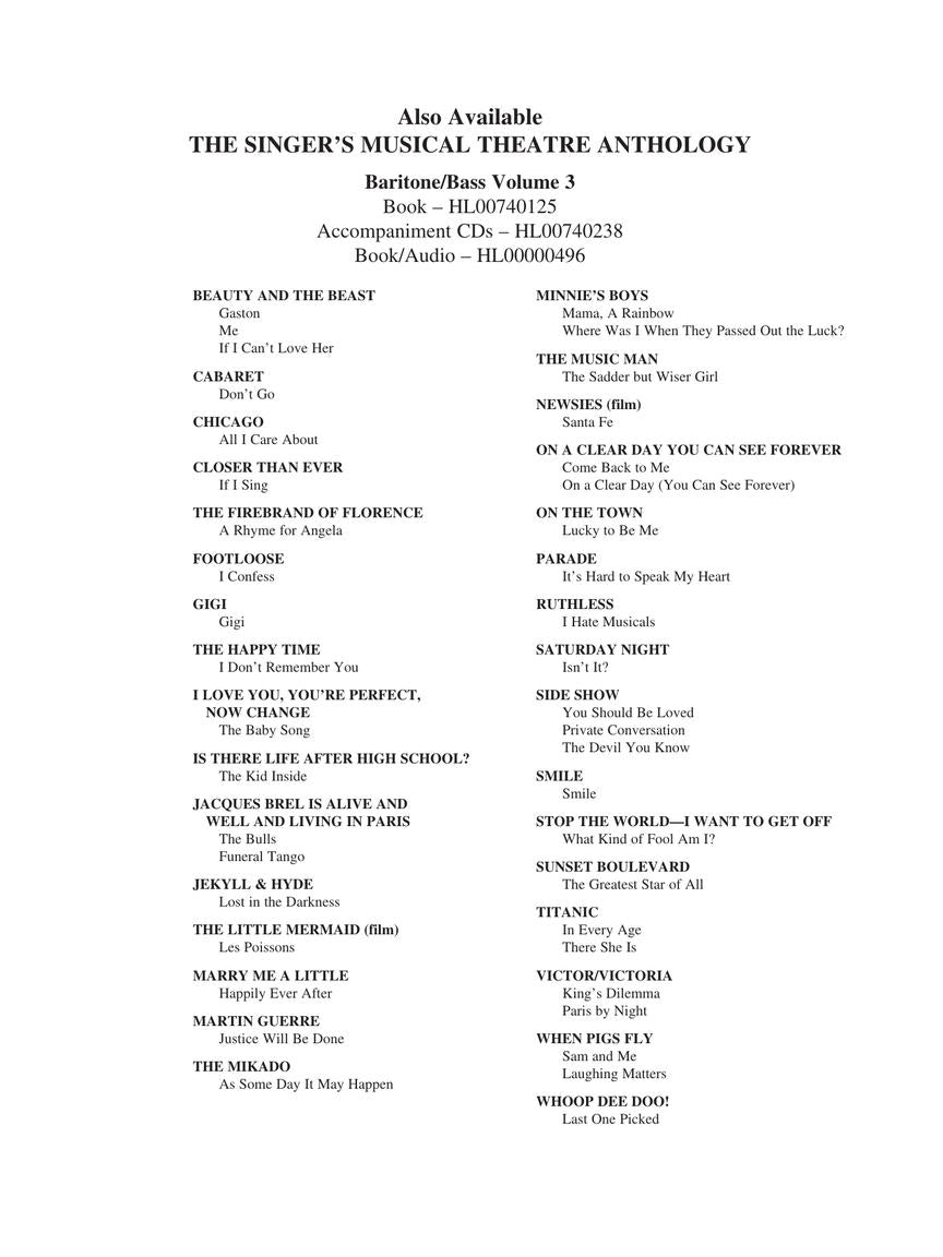 Singer's Musical Theatre Anthology, The