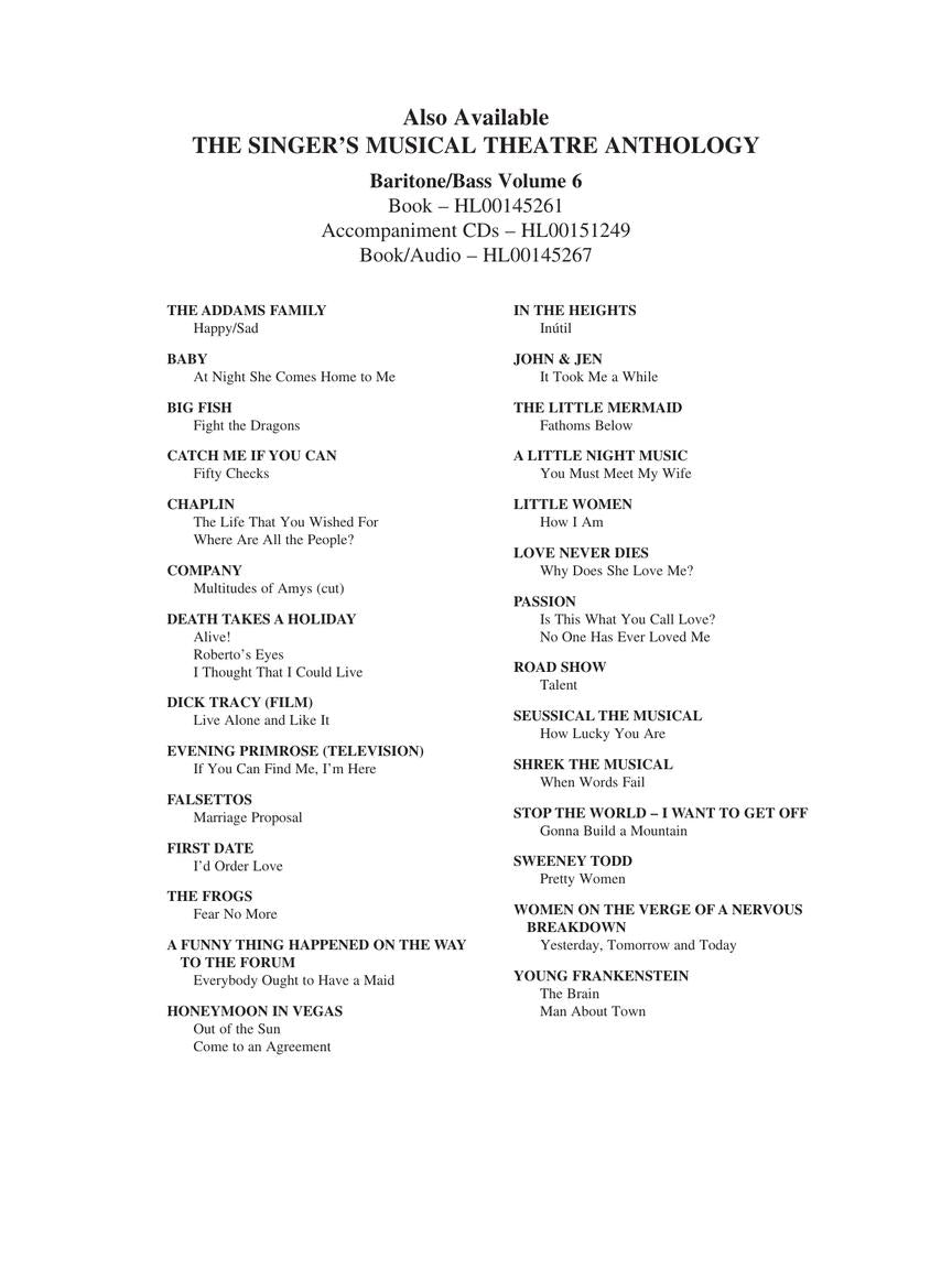 Singer's Musical Theatre Anthology, The