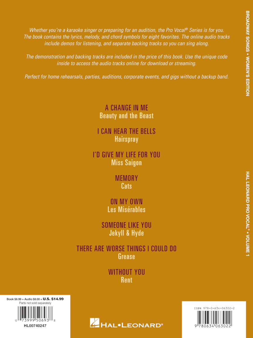 Broadway Songs - Pro Vocal Women's Vol. 1