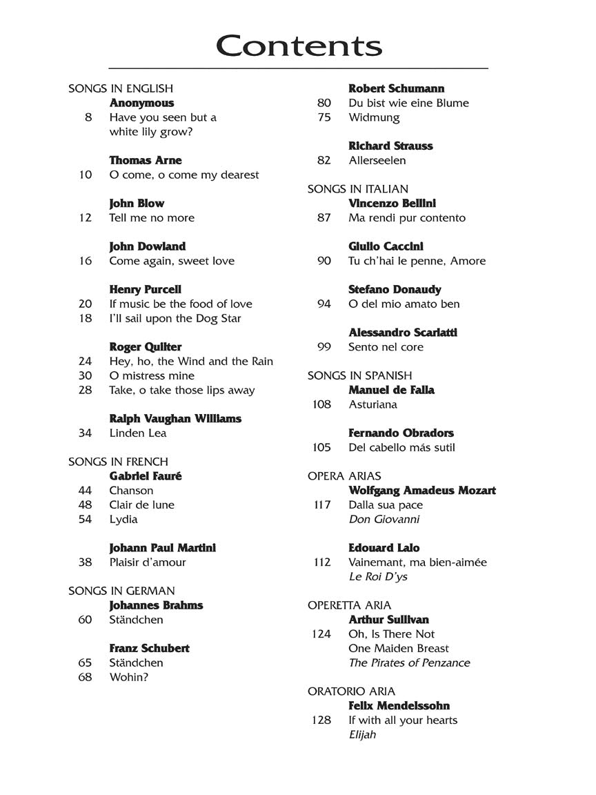 Standard Vocal Literature Tenor