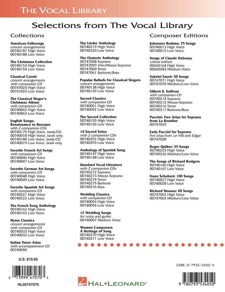 Fauré 50 Songs Medium Voice
