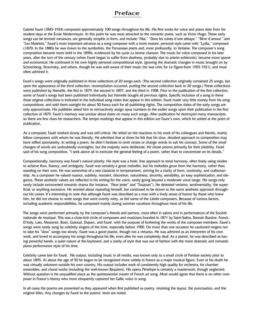 Fauré 50 Songs Medium Voice