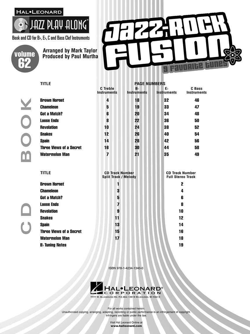 Jazz-Rock Fusion - Jazz Play-Along Volume 62