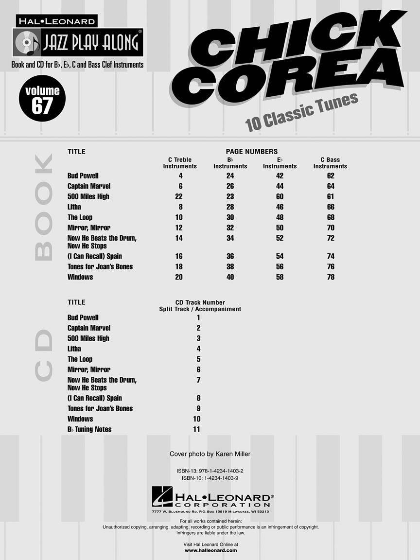 Chick Corea Jazz Play-Along Volume 67