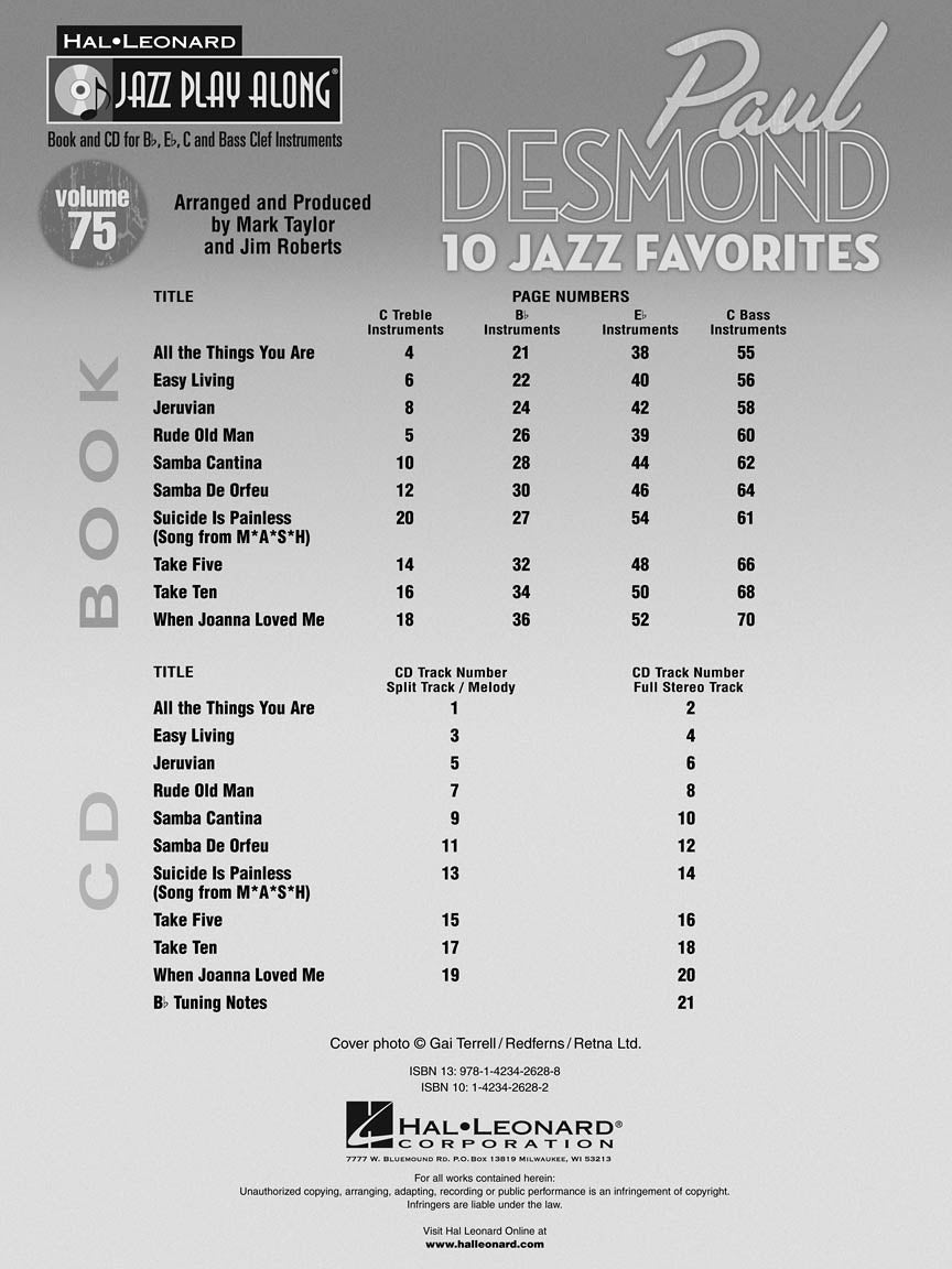 Desmond, Paul - Jazz Play-Along Volume 75