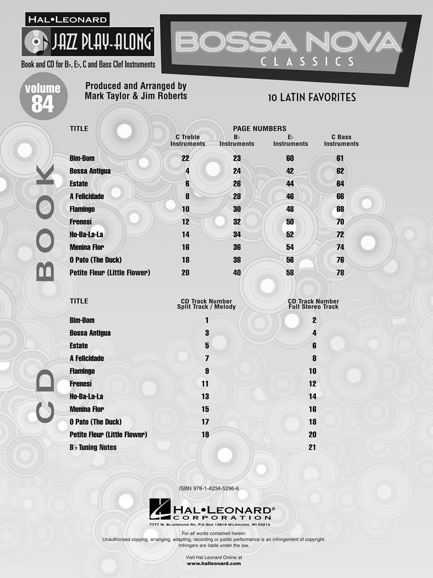 Bossa Nova Classics - Jazz Play-Along Volume 84