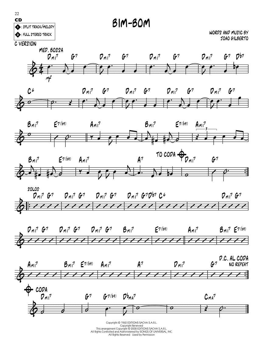 Bossa Nova Classics - Jazz Play-Along Volume 84