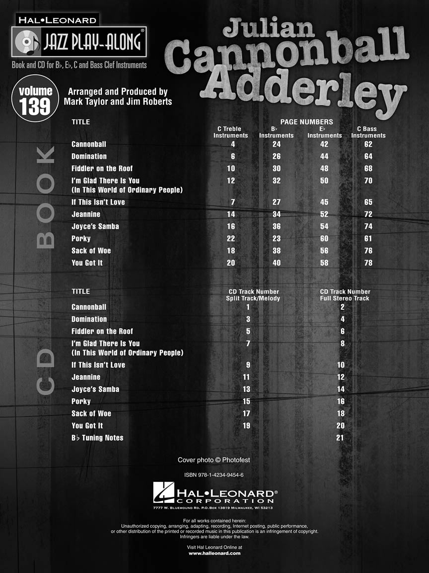 Adderley: Jazz Play-Along, Vol. 139