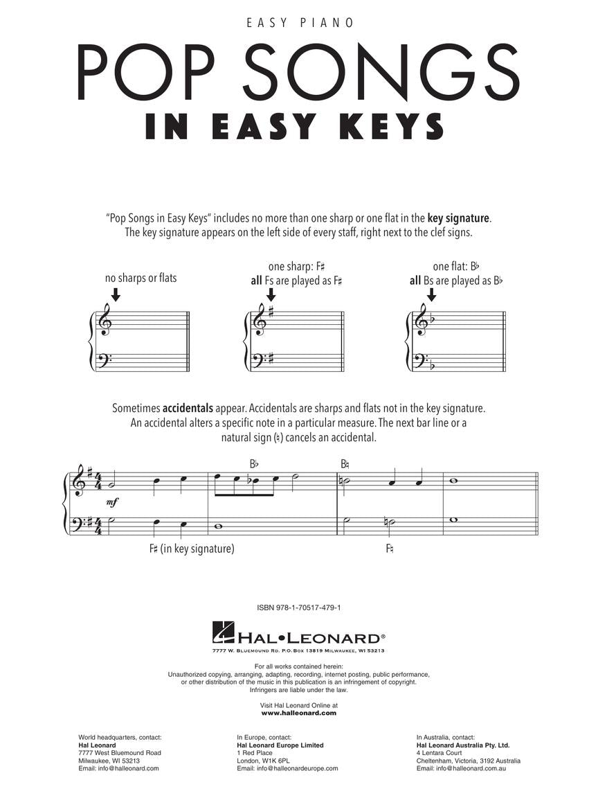 Pop Songs – In Easy Keys