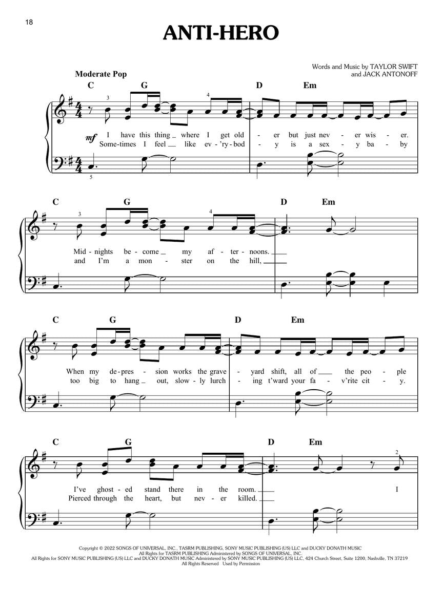 Swift Midnights (Easy Piano)