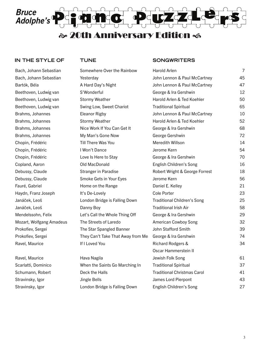 Bruce Adolphe's Piano Puzzlers – 20th Anniversary Edition