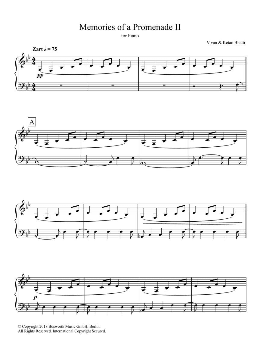 Bhatti Memories of a Promenade II for Piano