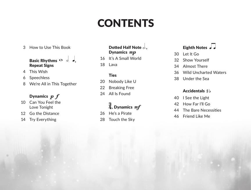 Disney Songs for the Very Beginner 22 Songs in Pre-Staff Notation