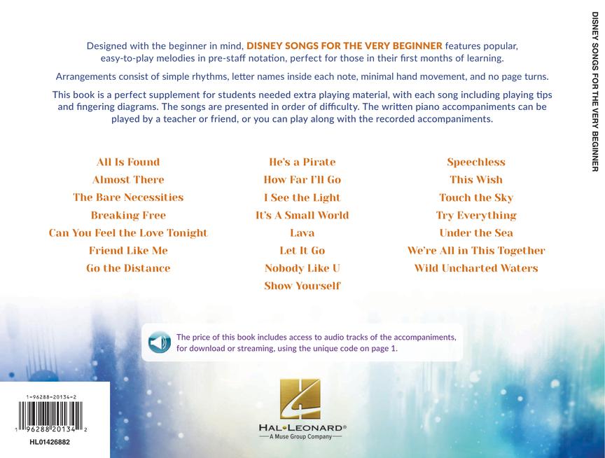 Disney Songs for the Very Beginner 22 Songs in Pre-Staff Notation