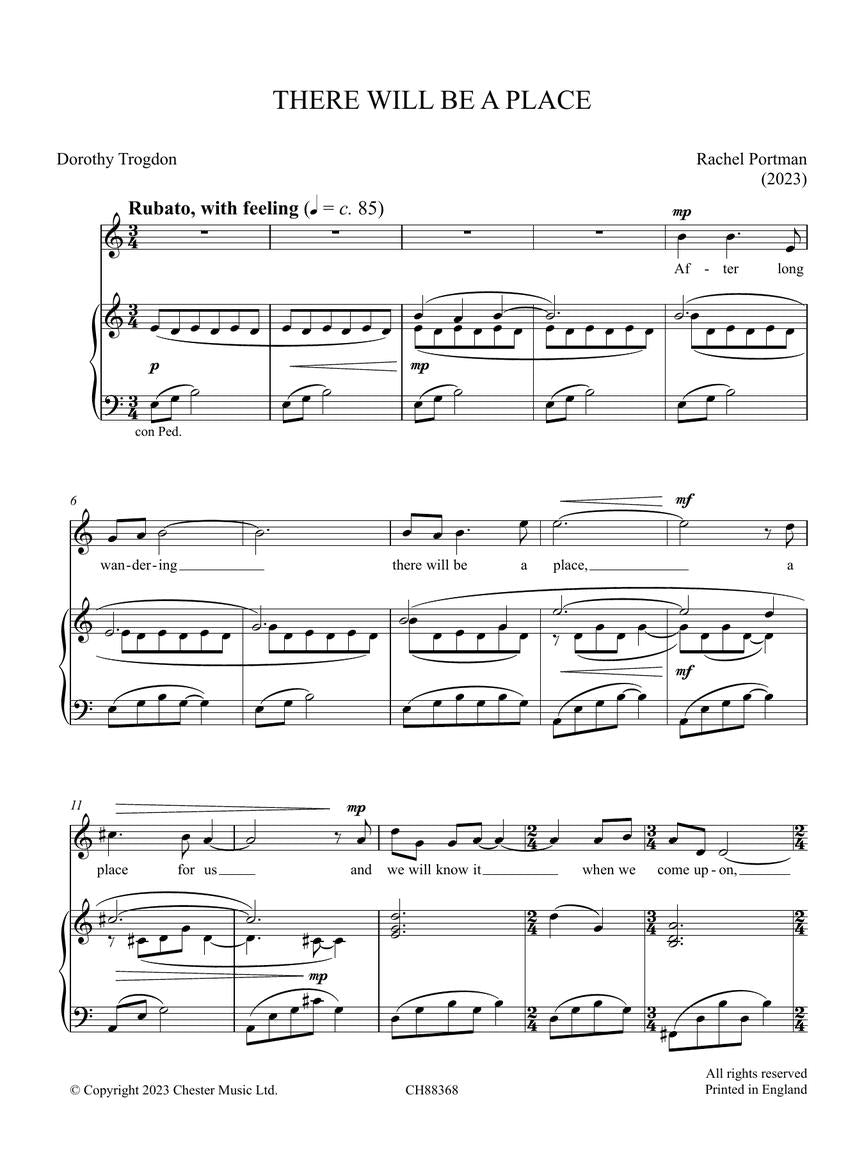 Portman: There Will Be a Place for Soprano and Piano