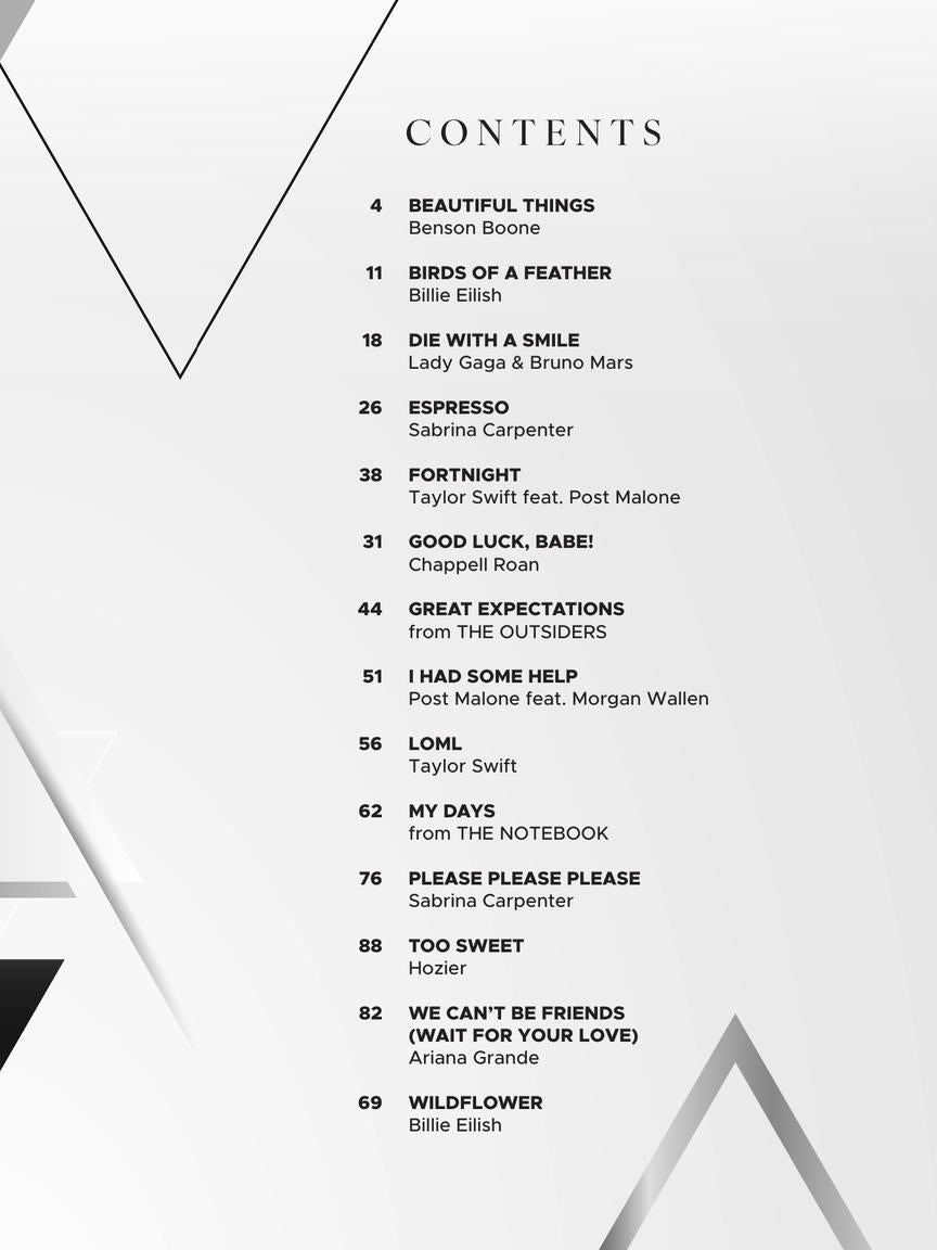 Top Hits of 2024 Arranged for Piano/Vocal/Guitar