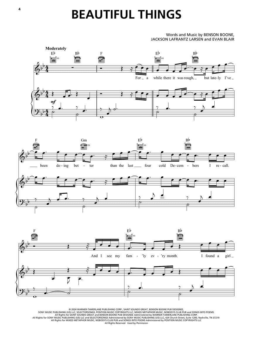 Top Hits of 2024 Arranged for Piano/Vocal/Guitar