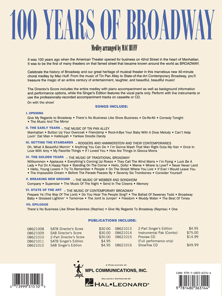 One Hundred Years of Broadway (Medley)