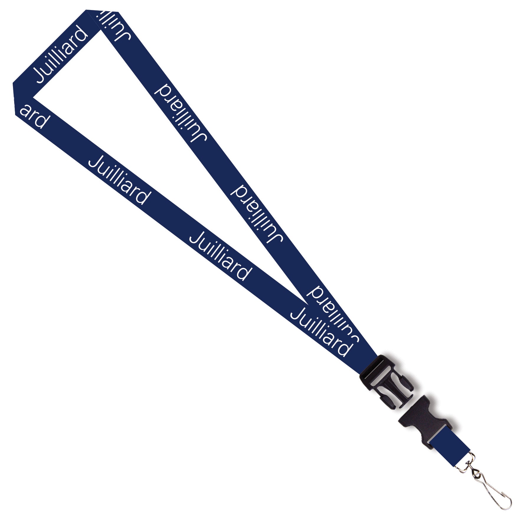 Lanyard: Juilliard Navy with white logo, detachable clip