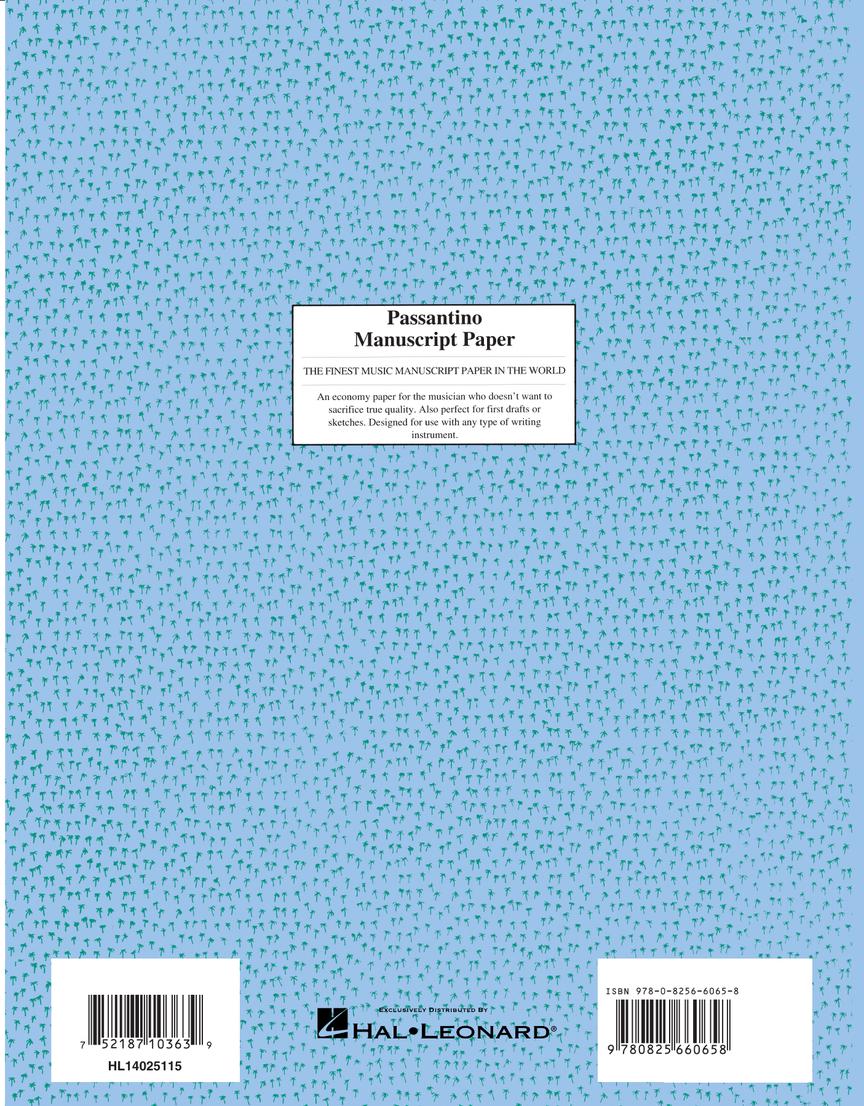 Passantino Spiral Book #65 12 Stave Both Sides 32 Pgs 9x12