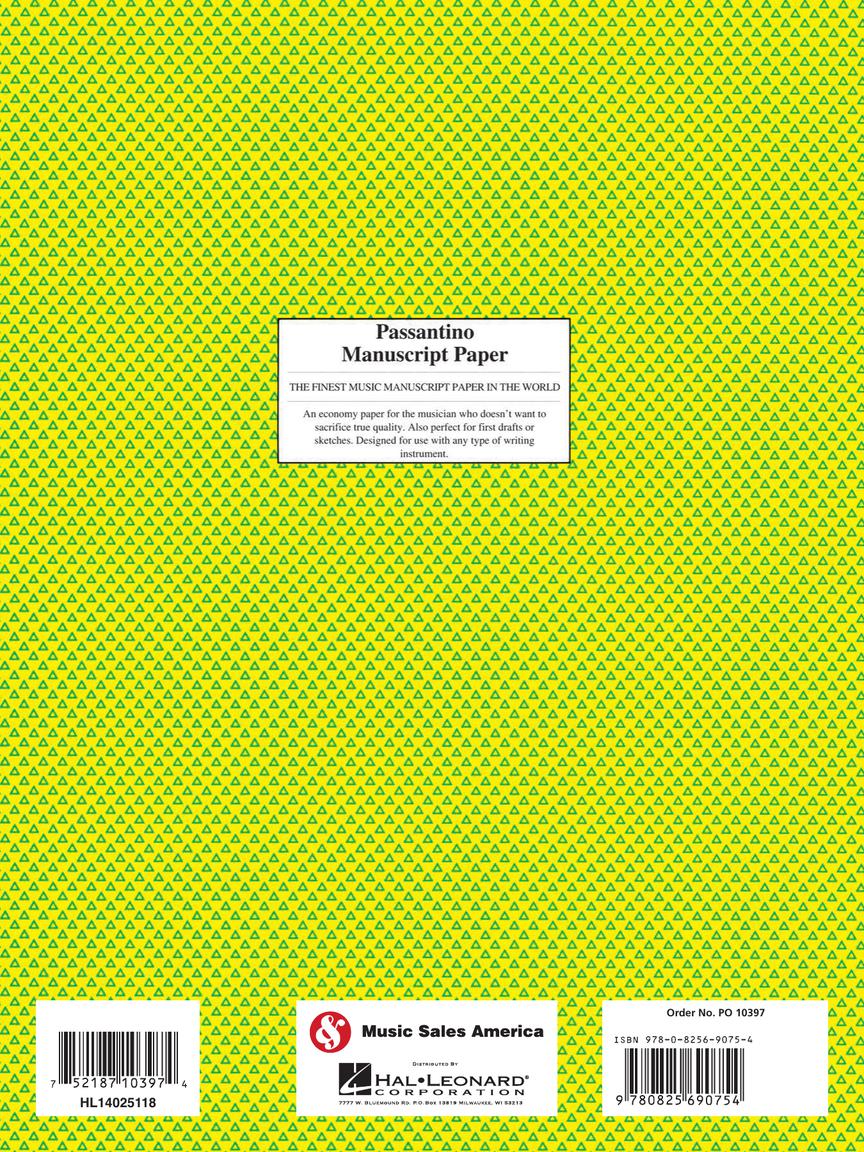 Passantino Spiral Book #75 64 Pages 12 Stave Both Sides 9x12