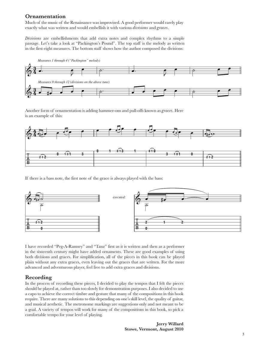 Easy Renaissance Pieces for Classical Guitar