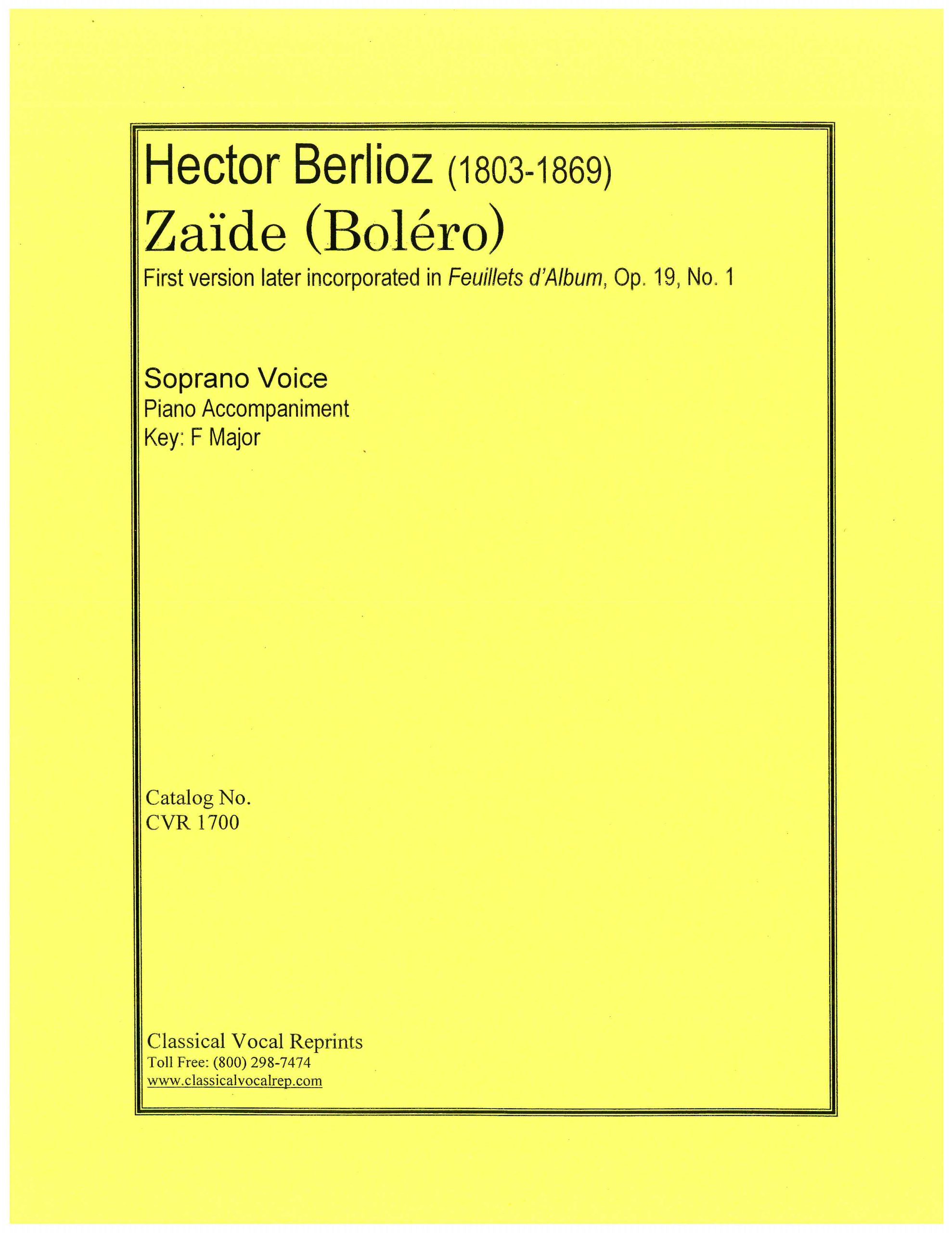 Berlioz: Zaïde (Boléro) for Soprano