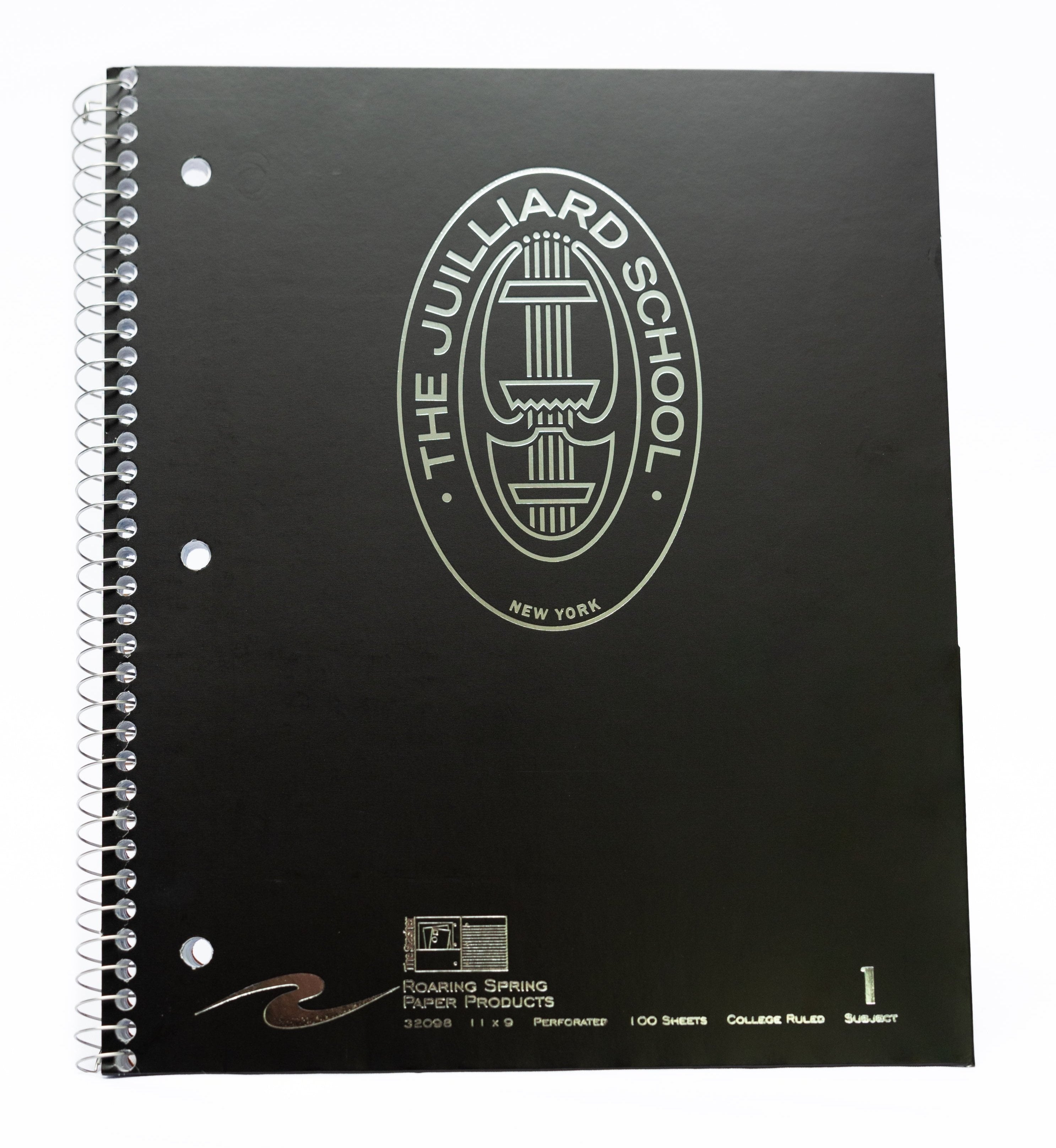 Notebook: Juilliard 1 Subject College Ruled Notebook with pockets