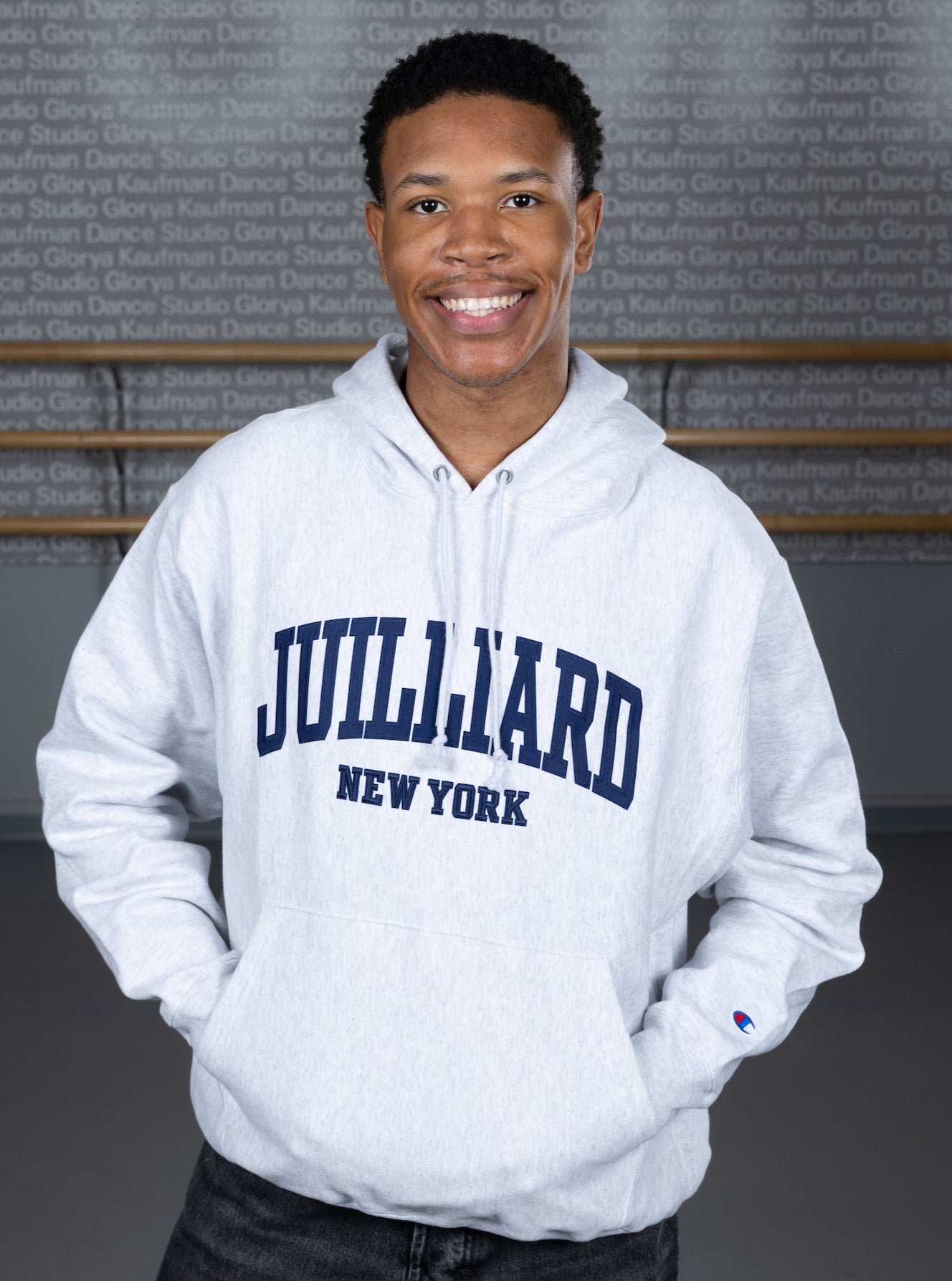 Sweatshirt: Juilliard with Twill Applique and Embroidery (by L2* & Champion**)