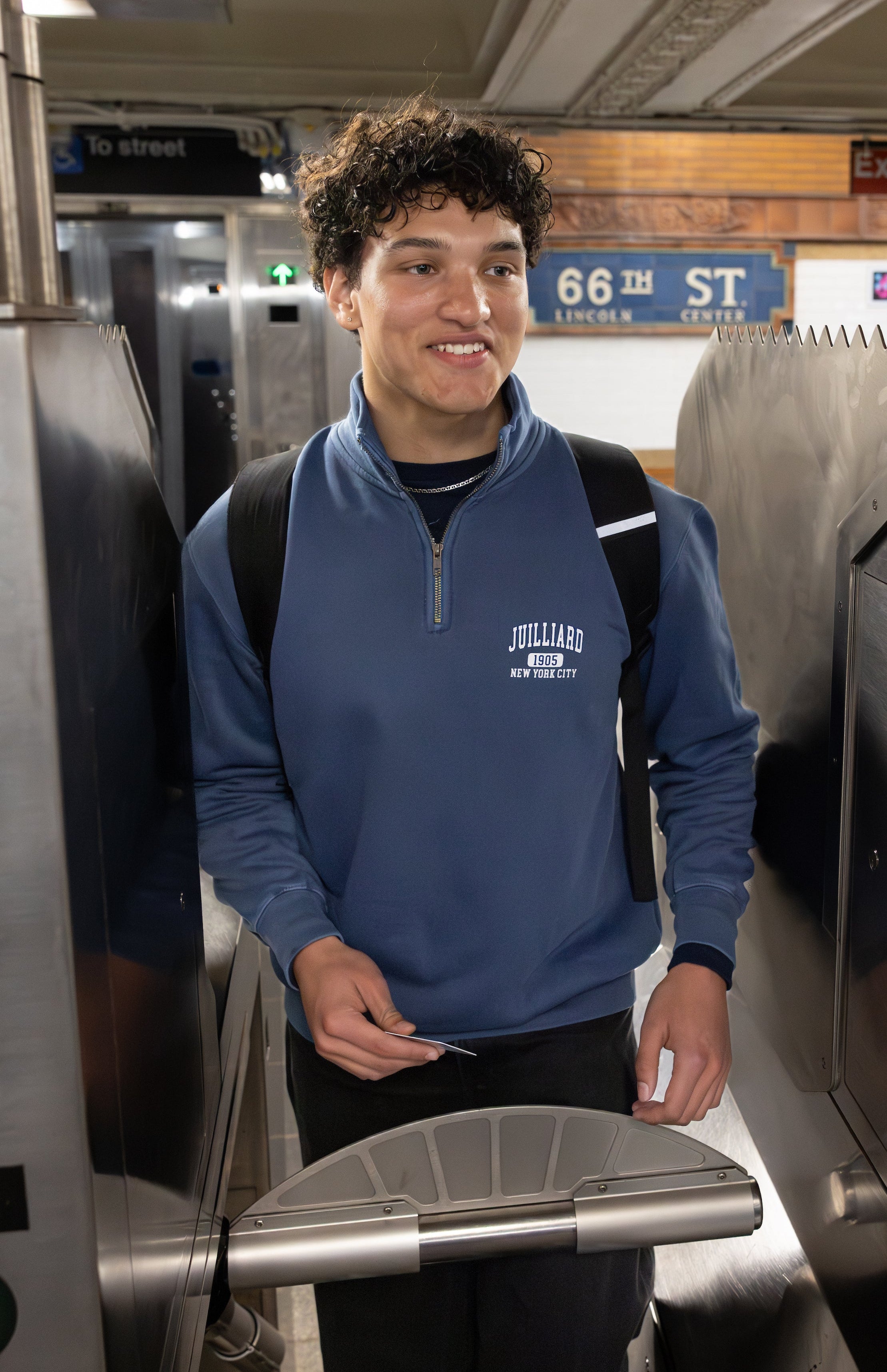 Sweatshirt: Pigment Dyed Quarter Zip / 1905 Juilliard logo