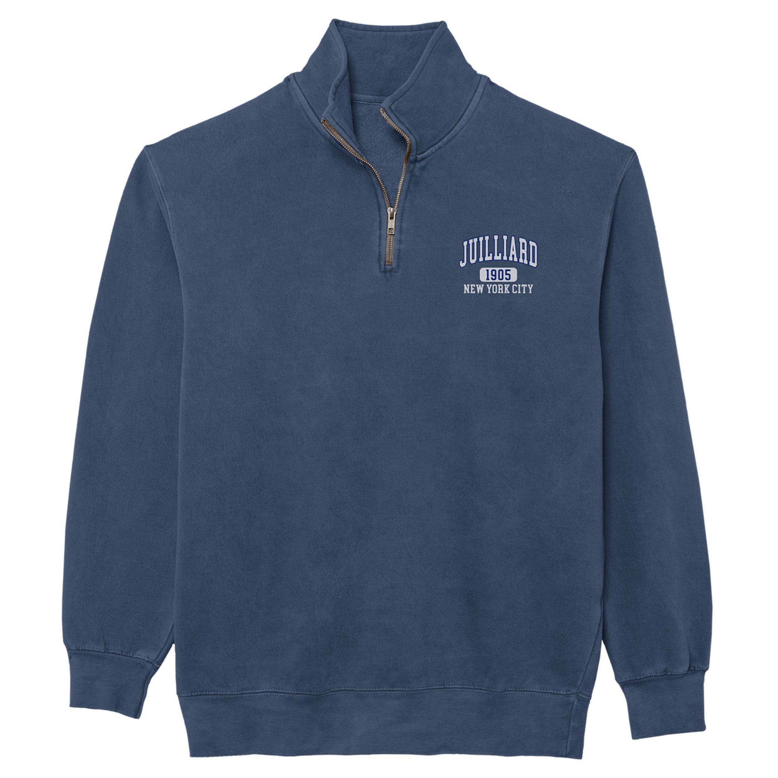 Sweatshirt: Pigment Dyed Quarter Zip / 1905 Juilliard logo