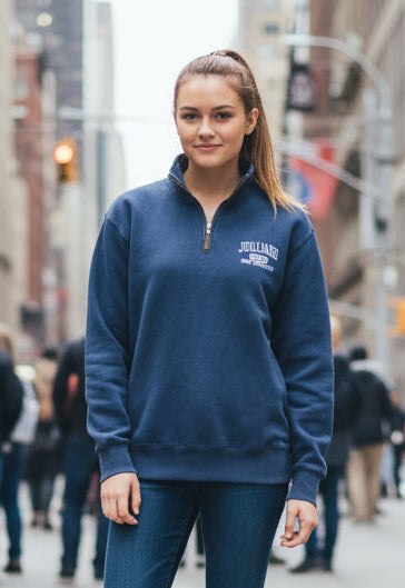 Sweatshirt: Pigment Dyed Quarter Zip / 1905 Juilliard logo