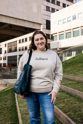 Sweatshirt: Juilliard Triumph Fleece Oatmeal Crew (boxy cut/short-waisted)