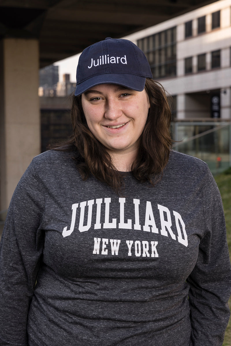 T-Shirt: Juilliard Long-sleeve Reclaim with collegiate font (Earth friendly)