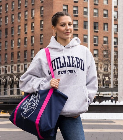 Sweatshirt: Juilliard with Twill Applique and Embroidery (by L2* & Champion**)
