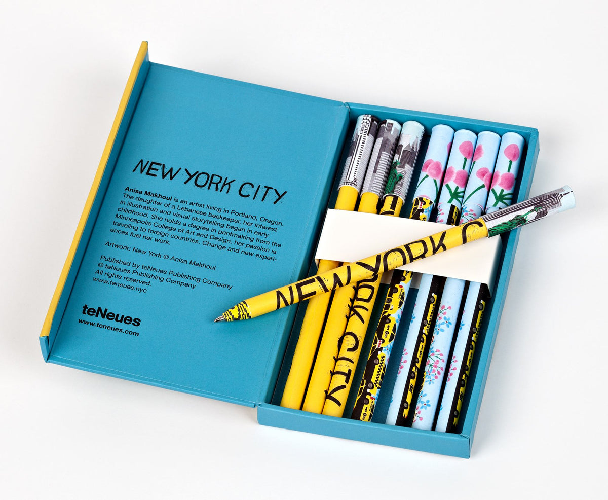 Clearance: New York City: Set of 8 Ball Point Pens in a Slim Case