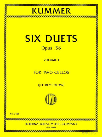 Kummer: Six Duets, Op. 156, Volume 1 for two cellos, International Music Company No. 3655, cover